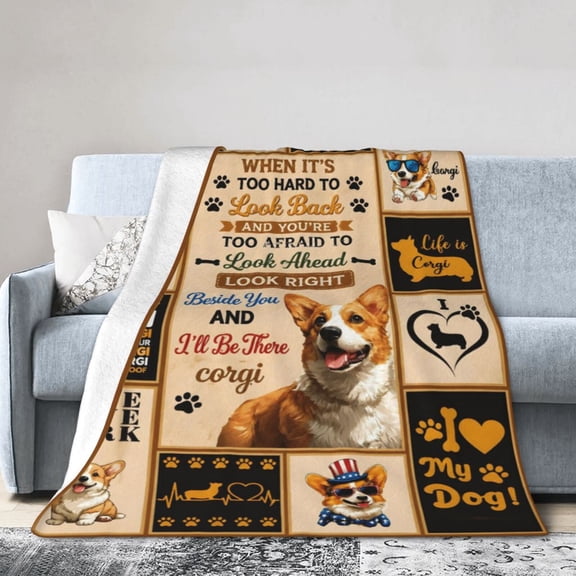 Corgi Dog Blanket Gift Throw Blanket Inspirational Meaningful Gift for Dog Lovers Home Decor 60x50