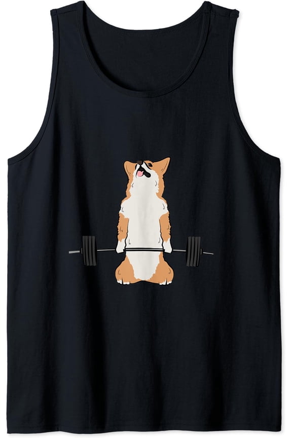 Corgi Dog Deadlift Fitness Gym Workout Swole Dank Tank Top Size S-3XL