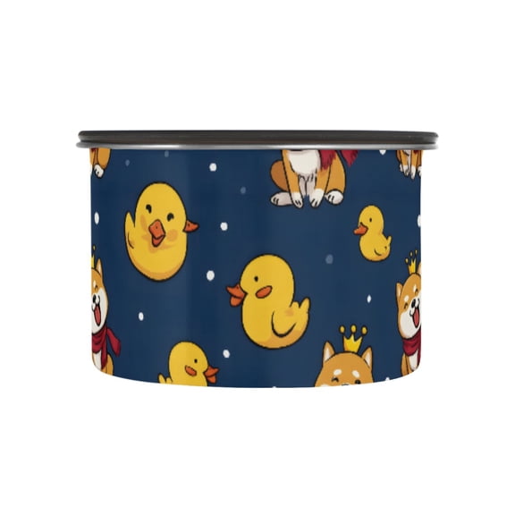 Corgi Dog Duck Cute Airtight Coffee Bean Canister 17oz Food Storage Containers with Lids For Gournd, Tea, Sugar, Flour, Rice, Cereal, Candy Cookie Jar