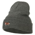 thumbnail image 1 of Corgi Dog Embroidered Long Beanie - Dk Grey OSFM, 1 of 5
