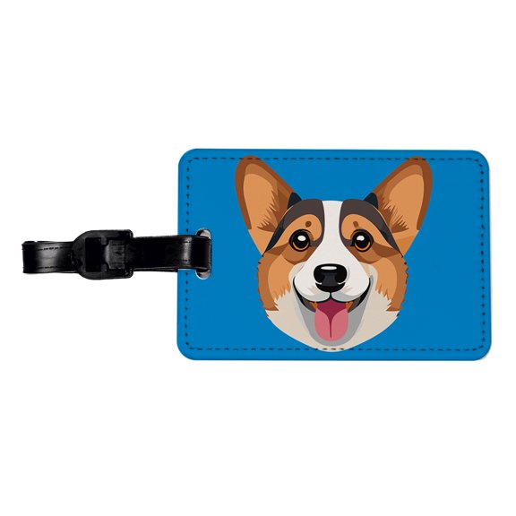 Corgi Dog Face Cute Faux Leather Travel Luggage Tag