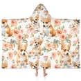 thumbnail image 1 of Corgi Dog and Flower Florals Hooded Bath Towel，60"x35" for Ages 3 To 12 Kids, Quick Dry Lightweight Soft Microfiber Hood Beach Towel Cover Up for Kids, 1 of 7