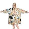thumbnail image 1 of Corgi Dog and Flower Florals Wearable Oversized Blanket,Wearable Blanket Hoodie for Adults,Cozy Hooded Blankets with Super Pockets,Super Warm Fuzzy Pullover for Women & Men, 1 of 6