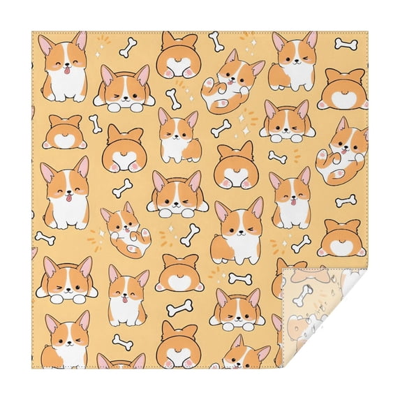 Corgi Dog and Footprints Square Tablecloth,Waterproof Square Table Cover,Wipeable Spillproof Washable Table Cover for Home Kitchen Party Decor 60"x60"(152x152cm)