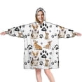 thumbnail image 1 of Corgi Dog and Footprints Wearable Oversized Blanket,Wearable Blanket Hoodie for Adults,Cozy Hooded Blankets with Super Pockets,Super Warm Fuzzy Pullover for Women & Men, 1 of 6
