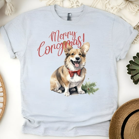 Corgi Dog Graphic T-Shirt | Cute Puppy Tee for Men Women Kids, Ash, Size XL