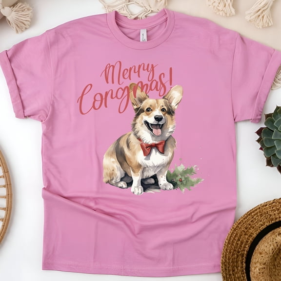 Corgi Dog Graphic T-Shirt | Cute Puppy Tee for Men Women Kids, Azalea, Size M