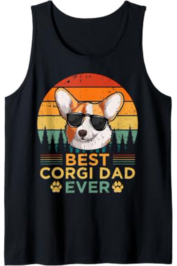 Corgi Dog Lover Vintage Best Corgi Dad Fathers Day Tank Top Size S-3XL