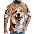 thumbnail image 1 of Corgi Dog Men's Short Sleeve Beach Button Down Casual Printed Summer Shirts - Unisex, 1 of 1