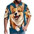 thumbnail image 1 of Corgi Dog Men's Short Sleeve Casual Printed Button Down Beach Shirts, 1 of 6