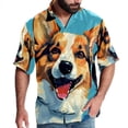 thumbnail image 1 of Corgi Dog Men's Short Sleeve Poplin Shirt, Casual Printed Beach Button Down Summer Unisex Shirts, 1 of 6