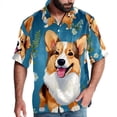 thumbnail image 1 of Corgi Dog Men's Short Sleeve Poplin Shirt, Casual Printed Button Down, Summer Beach Hawaiian Shirts, Unisex, 1 of 6