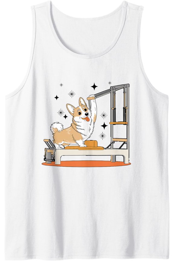 Corgi Dog Pilates Workout Exercise Tank Top Size S-3XL