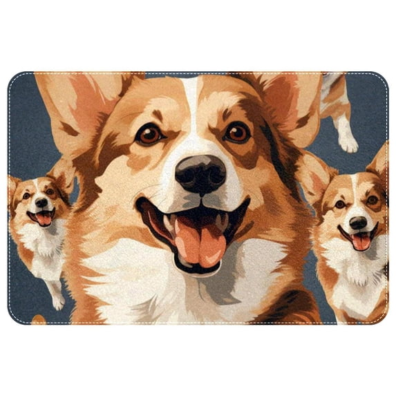 Corgi Dog Polyester Indoor Mat Non-Slip Area Rug Chair Rugs Machine Washable