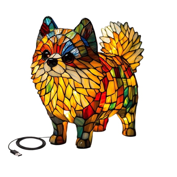 Corgi Dog Ranch Glowing Night Light Light Bedside Table Lamp With USB A+C Dyed Resin French Desktop Night Light Cute Pet Dog Theme LED Table Lamp With Warm,Yellow