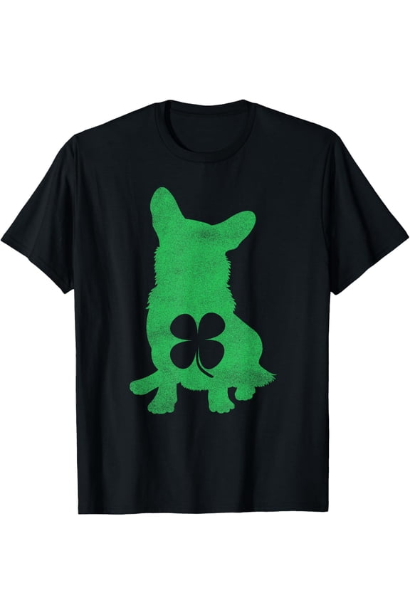 Corgi Dog Shamrock St. Patrick's Day Saint Paddy's Gift T-ShirtMen and women, Black T-shirt, size: Extra large