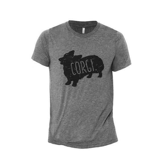 Corgi Dog Silhouette Men's Modern Fit Fun Casual T-Shirt Printed Graphic Tee Heather Grey X-Large