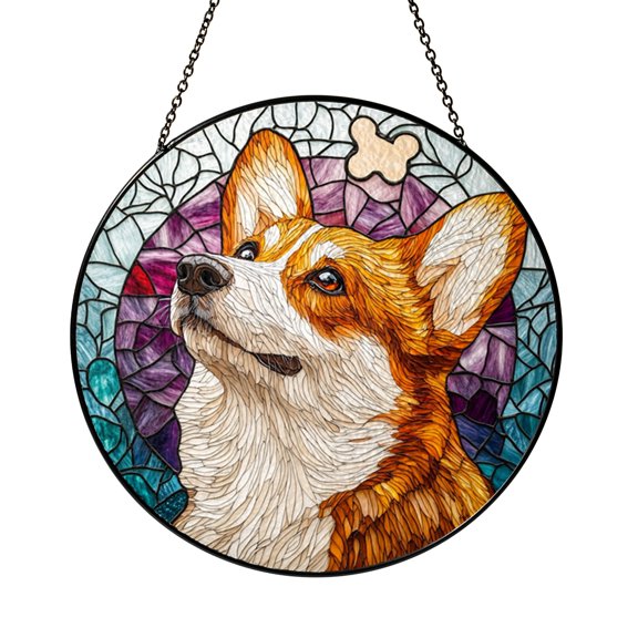 Corgi Dog Stained Glass Suncatcher – Playful Pet Window Decor