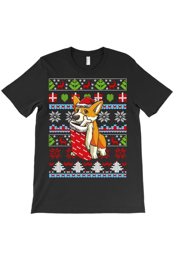 Corgi Dog Stockings Funny Funny Christmas Welsh Corgi Holiday Graphic T-Shirt - High Quality G5884, Up to 5XL