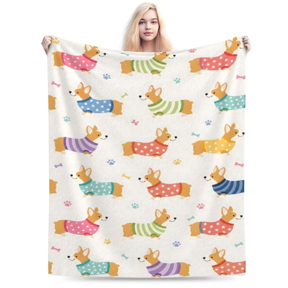 Corgi Dog Sweater Paw Blanket Gift Throw Blanket Cozy Soft Home Decor Gift for Dog Lovers 80x60