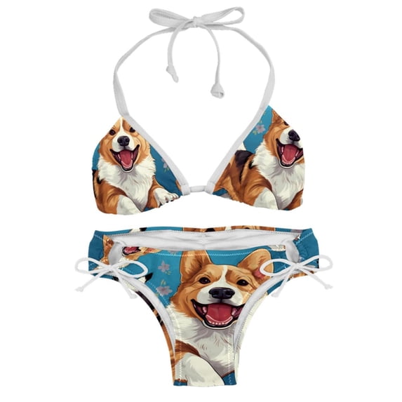 Corgi Dog Swimsuit Women Bikinis: Detachable Sponge Adjustable Strap Bikini Set - Two-Pack, Beach & Pool Ready