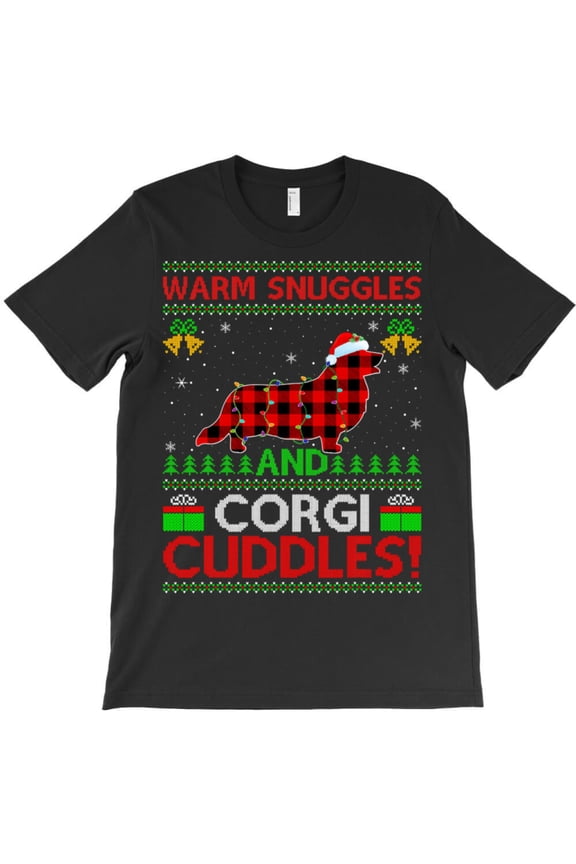 Corgi Dog Warm Snuggles And Cuddles Funny Funny Corgi Christmas Welsh Graphic T-Shirt - Best Gift G10344, Up to 5XL