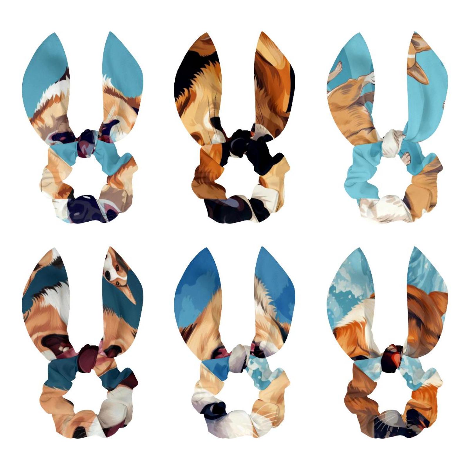 Dog Women's Hair Elastics Set with Detachable Rabbit Ears 6