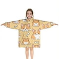 thumbnail image 1 of Corgi Dog and Footprints Blanket Hoodies for Kids 6-13YR Oversize Wearable Blanket Hoodies for Boys Girls Teens, 1 of 7
