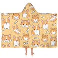 thumbnail image 1 of Corgi Dog and Footprints Hooded Bath Towel，50"x30" for Ages 3 To 12 Kids, Quick Dry Lightweight Soft Microfiber Hood Beach Towel Cover Up for Kids, 1 of 7
