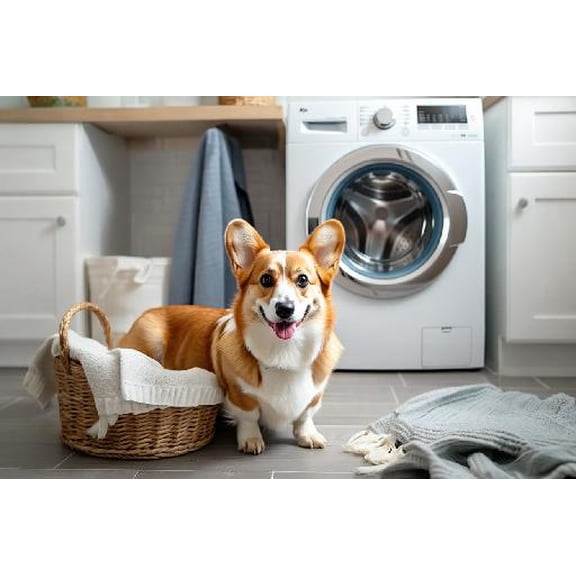 Corgi Dog and Laundry Jigsaw Puzzles 300 Pieces for Adults Home Garden Family Wall Decor Picture Woods Puzzles