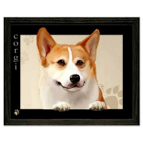 Corgi Dog by Scott Rogers Paws on the Picture Frame 13x10 Framed Art Print