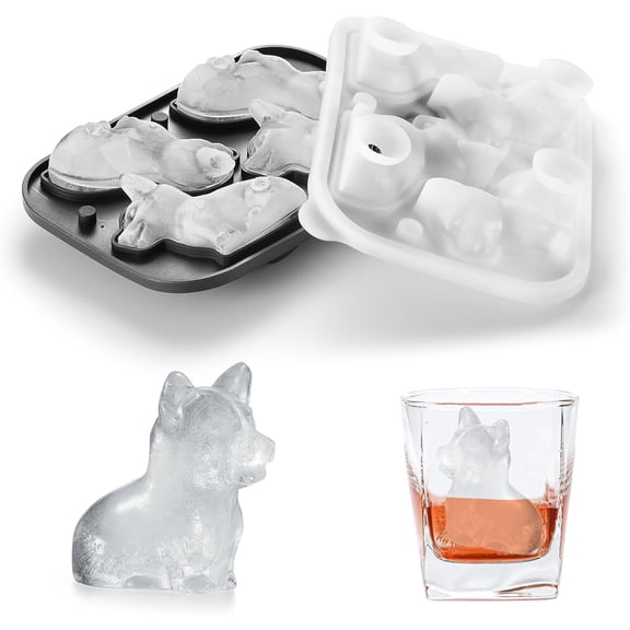 Corgi Dog gifts 3D Ice Cube Mold Fun Shapes, Large Craft Ice Mold, Big Dog Ice Cube Trays for Whiskey Cocktails Bourbon