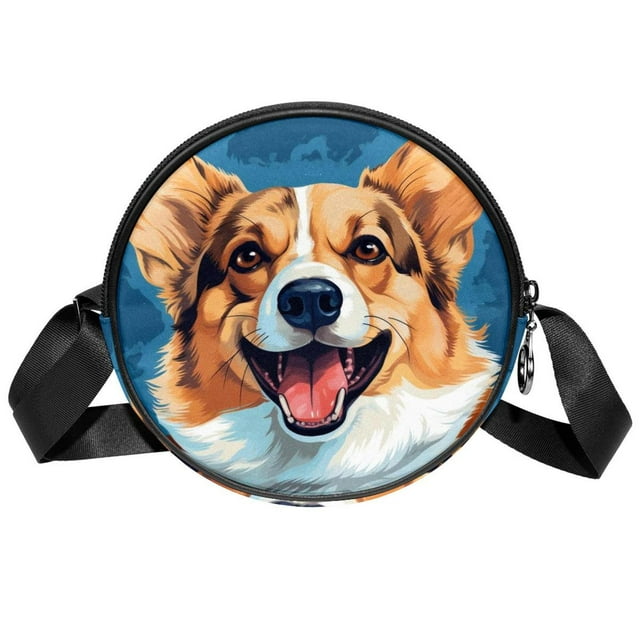 Dogs Prints Crossbody Bag for Women Teen Girls Round Oxford Cloth