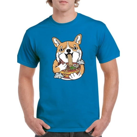Corgi Eating Ramen T-Shirt Men -Image by Shutterstock, Male Medium