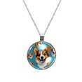 thumbnail image 1 of Corgi Elegant Circular Glass Pendant Necklace, 1 of 5