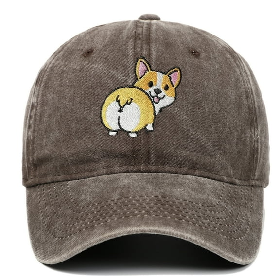 Corgi Embroidered Baseball Cap Fashion Washed Sports Hat Absolutely Suitable for Men and Women Outdoor Sun Hat