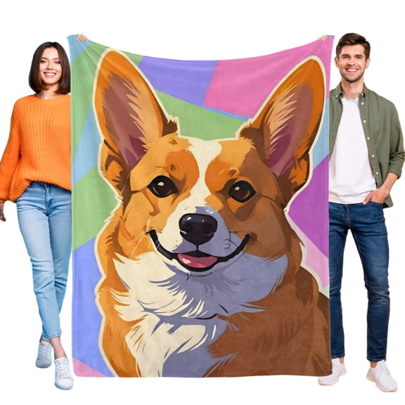 Corgi Flannel Blanket 39*59 inch Soft And Comfortable With Clear Patterns And Easy Cleaning