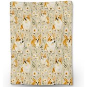 Corgi & Floral Blanket - Soft Lightweight Cozy Dog Flannel Throw Blanket for Adults Kids Women Corgi Lovers, Warm Fuzzy Blankets for Couch, Bed, Travel, Outdoor Use, Home Decor 30" x 40"