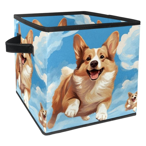Corgi Foldable Clothes Storage Containers with Handle, 10.8"x10.5"x10.6", Large Capacity - Storage Cubes and Bins