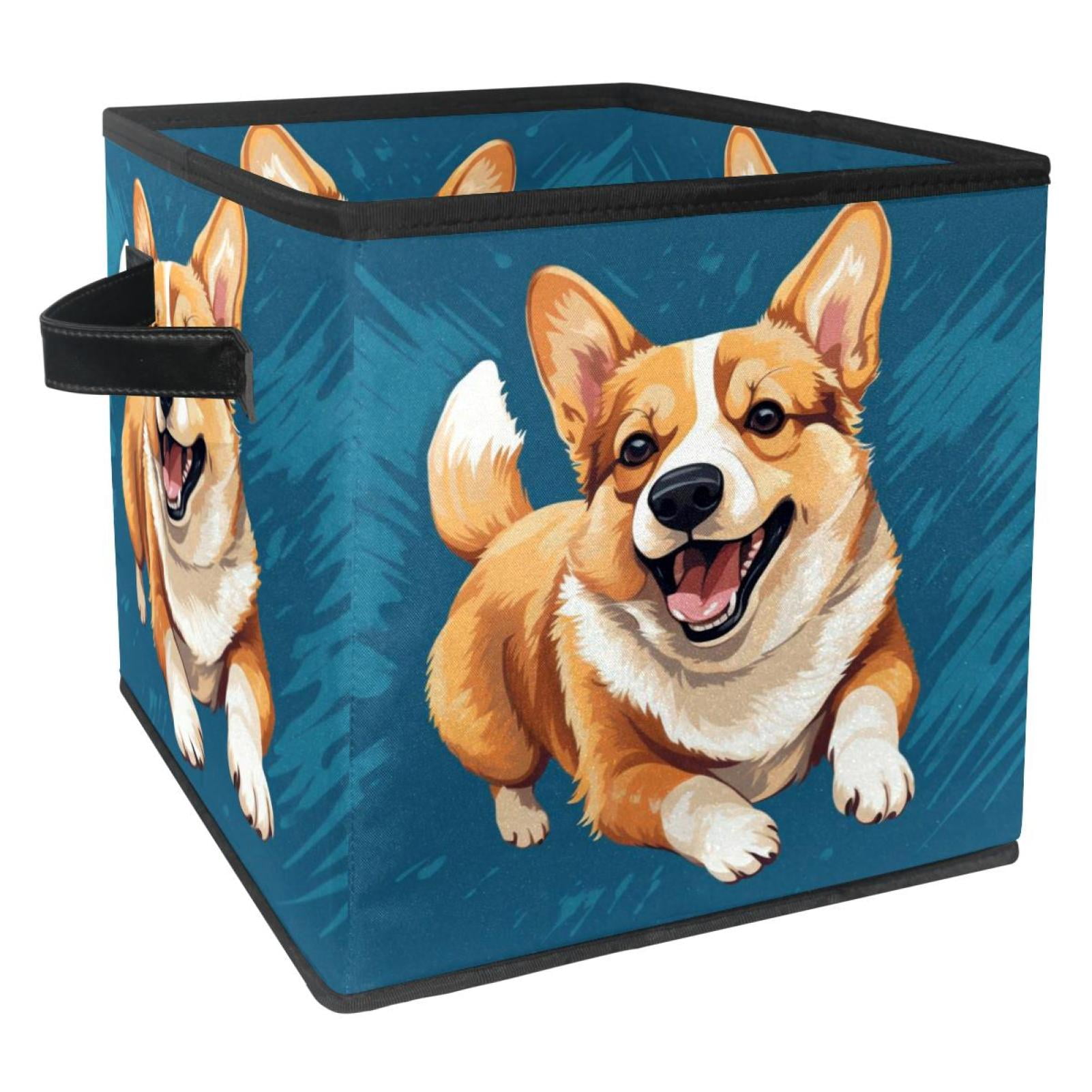 Foldable Clothes Toy Storage Bins with Handle, 10.8"x10.5"x10.6