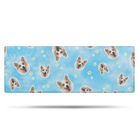 Corgi Footprint Bathroom Rugs Mat,Non Slip Microfiber Bathroom Rug,Rubber Backing,Soft Bathroom Mats for Bathroom Floor,Tub and Shower,47x17in(120x43cm)