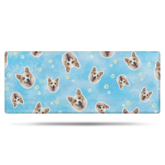Corgi Footprint Bathroom Rugs Mat,Non Slip Microfiber Bathroom Rug,Rubber Backing,Soft Bathroom Mats for Bathroom Floor,Tub and Shower,60x24in(150x60cm)