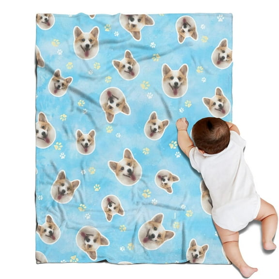 Corgi Footprint Blanket,Comfortable Soft Flannel Throw Blanket,All Season,Warm Lightweight Blankets for Sofa Bed Couch Living Room Chair,30"x40"