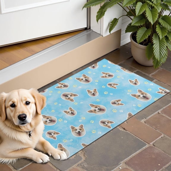 Corgi Footprint Door Rugs,Washable Non Slip Door Mats Indoor,Decorative Door Mats,Entry Mat Indoor for Entrance,Bedroom,Kitchen,Bathroom,16"x24"