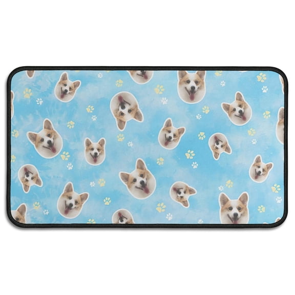 Corgi Footprint Door Rugs,Washable Non Slip Door Mats Indoor,Decorative Door Mats,Entry Mat Indoor for Entrance,Bedroom,Kitchen,Bathroom,30"x17"