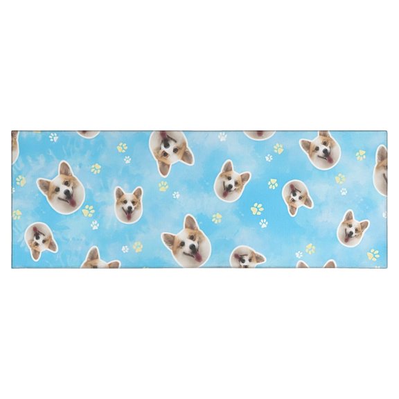 Corgi Footprint Kitchen Rug Mat,Kitchen Runner Rugs Non Skid Washable,Decorative Kitchen Floor Mats for Kitchen,Sink,Laundry,17"X47"