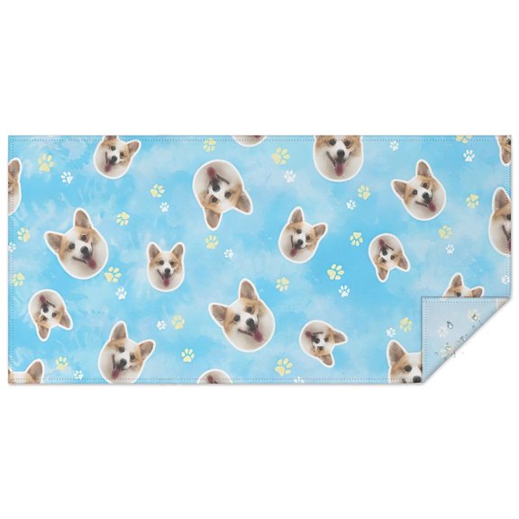 Corgi Footprint Rectangle Tablecloth 60"x120",Waterproof Polyester Rectangle Table Cloth, Wipeable Spillproof Polyester Tablecloth for Dining, Camping, Indoor and Outdoor
