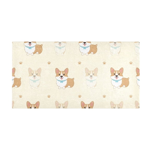 Corgi Footprints Bath Mat 39x20 Inch Soft Absorbent Non-Slip Plush Bathroom Rug for Floor
