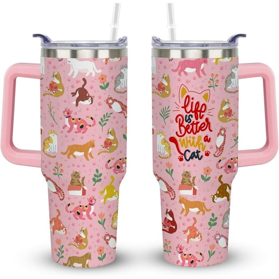 Corgi Gifts for Corgi Lover, 40 oz Cute Cup Tumblers for Women with Handle Lid and Straw, Green