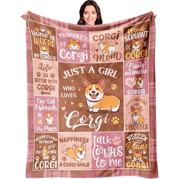 Corgi Gifts for Corgi Lovers, Corgis Themed Gifts for Women/Mom/Kids/Girls, Funny Corgi''s Decor Throw Blanket 60"X50"